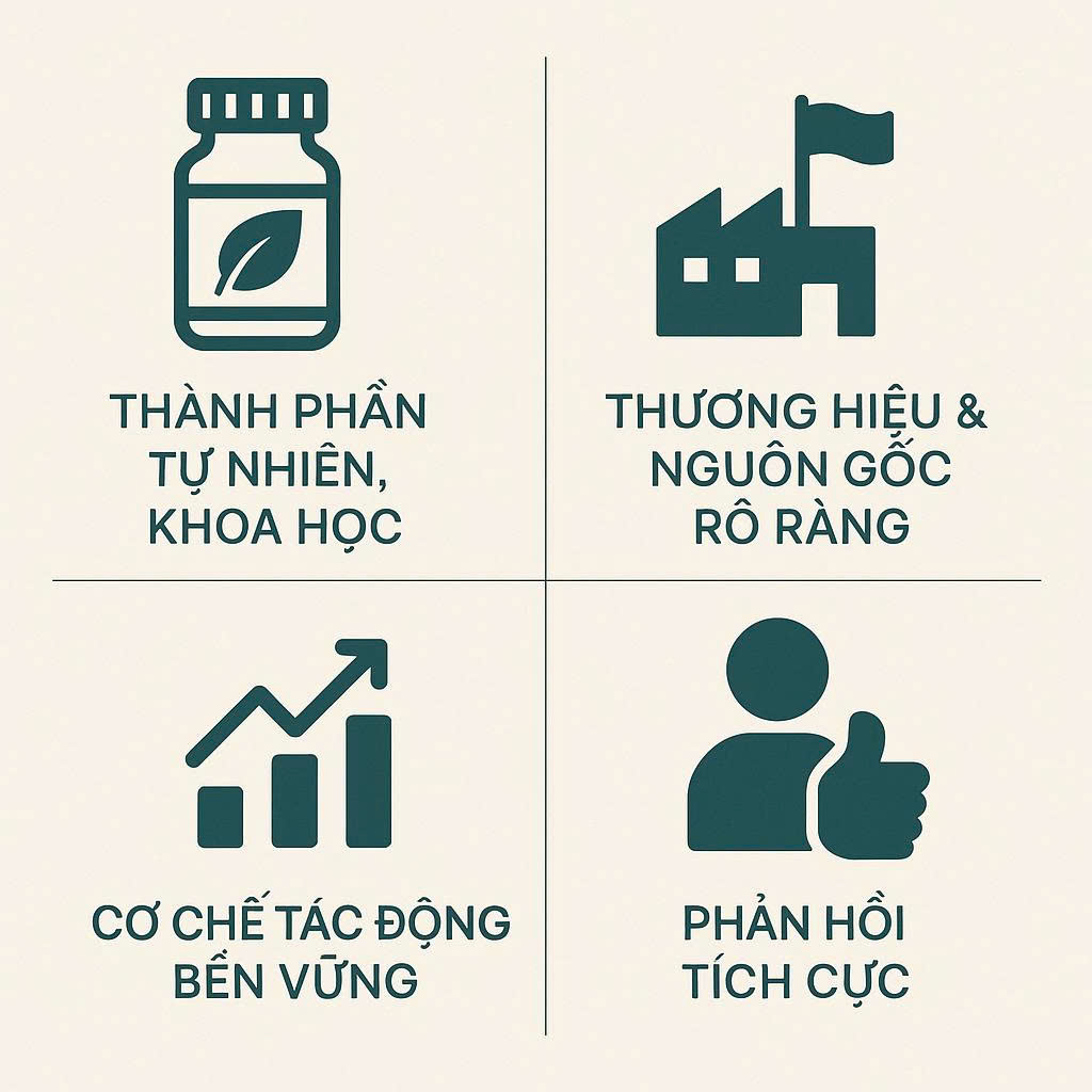 Infographic 4 tiêu chí vàng để lựa chọn thực phẩm chức năng tăng cường sinh lý nam an toàn và hiệu quả.